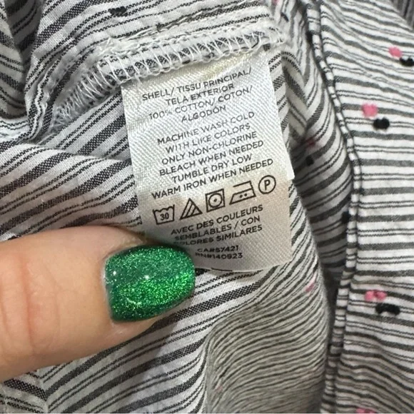 LOFT Women's Pinstripe Blouse - Black, White, and Red - Picture 4 of 6